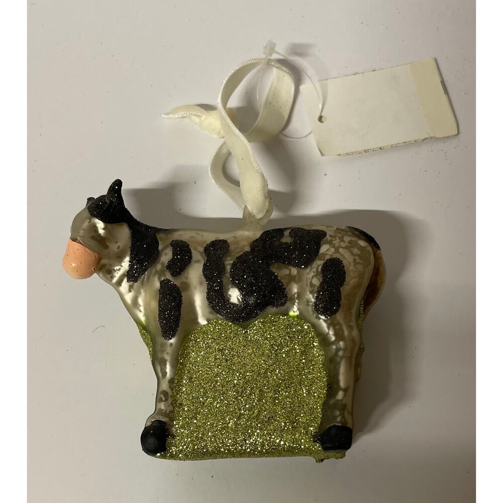 Beautiful Glass Cow and Sheep Christmas Ornaments. KK378 NEW - Picture 2 of 3